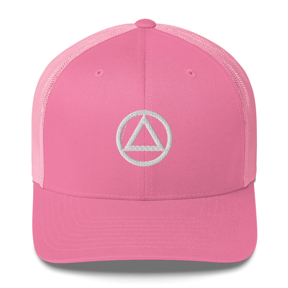 AA NA Logo White Triangle Circle Clean Sober 12-step Recovery Gift Mesh Snapback cap