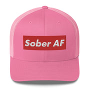 Sober AF Luxury High Fashion Fun Humor Motivational Inspired AA NA 12-step Sobriety Recovery Gift Mesh Retro Cap