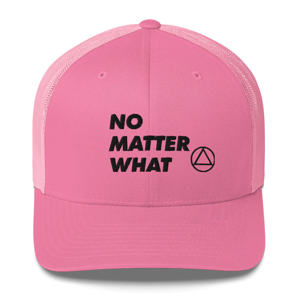 No Matter What Club AA NA 12-step Recovery Slogans Sayings Motivational Inspiration Support gifts Black Logo Mesh Snapback retro hat