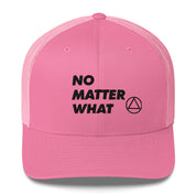 No Matter What Club AA NA 12-step Recovery Slogans Sayings Motivational Inspiration Support gifts Black Logo Mesh Snapback retro hat