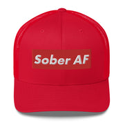 Sober AF Luxury High Fashion Fun Humor Motivational Inspired AA NA 12-step Sobriety Recovery Gift Mesh Retro Cap