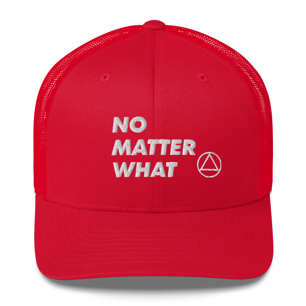 No Matter What Club AA NA 12-step Recovery Slogans Sayings Motivational Inspiration Support gifts White Logo Mesh Snapback retro hat