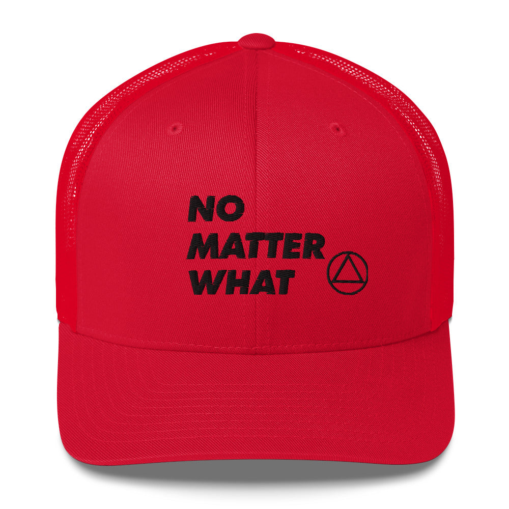 No Matter What Club AA NA 12-step Recovery Slogans Sayings Motivational Inspiration Support gifts Black Logo Mesh Snapback retro hat