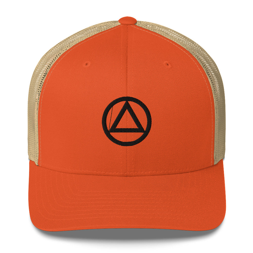 AA NA Logo Black Triangle Circle Clean Sober 12-step Recovery Gift Mesh Snapback cap