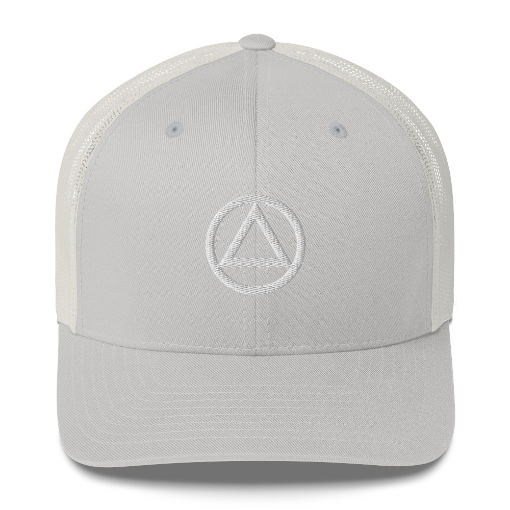 AA NA Logo White Triangle Circle Clean Sober 12-step Recovery Gift Mesh Snapback cap