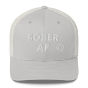 SOBER AF Funny Humor White NA AA Logo 12-step Recovery Gift Mesh Snapback Hat