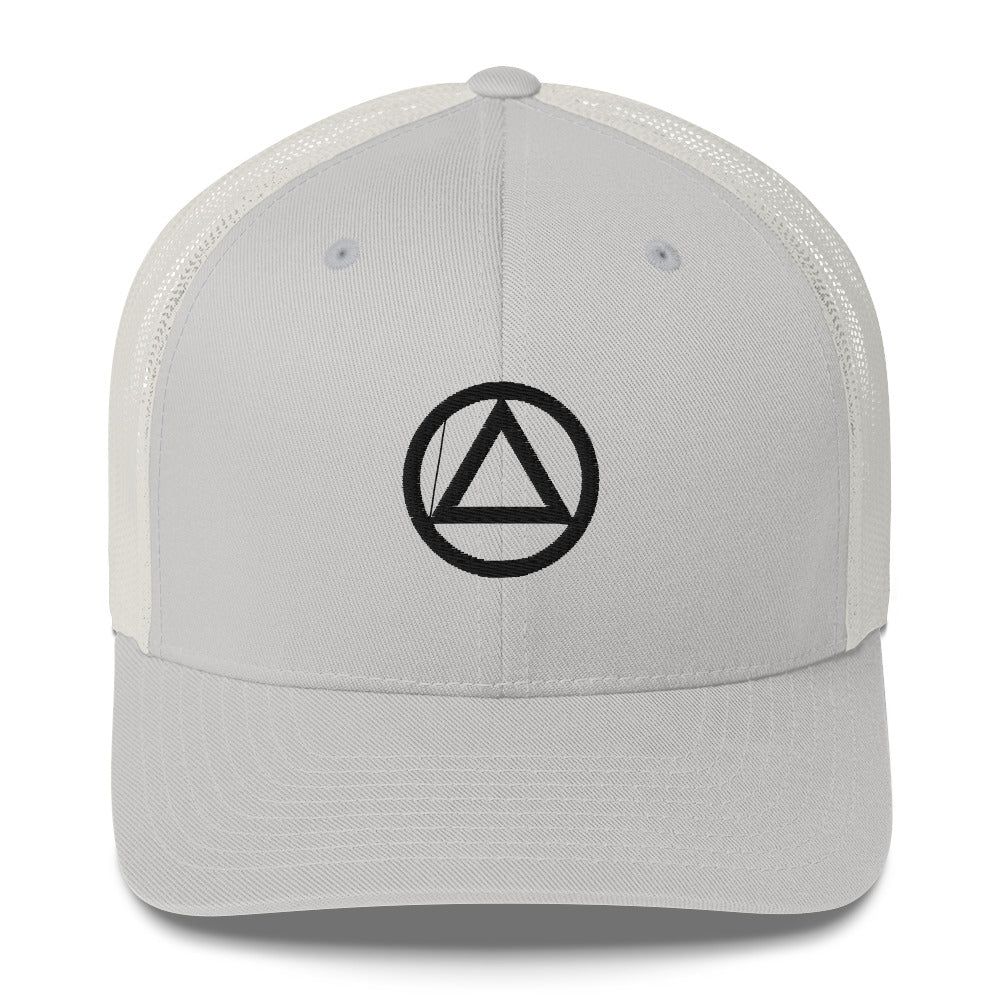 AA NA Logo Black Triangle Circle Clean Sober 12-step Recovery Gift Mesh Snapback cap