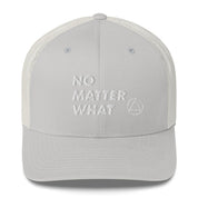 No Matter What Club AA NA 12-step Recovery Slogans Sayings Motivational Inspiration Support gifts White Logo Mesh Snapback retro hat