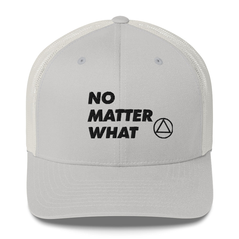 No Matter What Club AA NA 12-step Recovery Slogans Sayings Motivational Inspiration Support gifts Black Logo Mesh Snapback retro hat