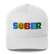 SOBER Smiley Face Multi color Fun Humor Motivational Inspired AA NA Sobriety Recovery 12-step Gifts mesh hat