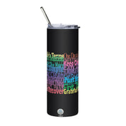 75 AA NA Rehab Recovery 12-Step Color Sayings Slogans Blk Stainless steel tumbler