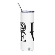 LOVE No Matter What One Day at a Time AA NA Rehab Recovery 12-Step Sayings Slogans Wht Stainless steel tumbler