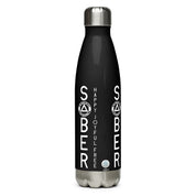 SOBER No Matter What One Day at a Time AA NA Rehab Recovery 12-Step Sayings Slogans Stainless steel water black bottle