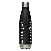 SOBER No Matter What One Day at a Time AA NA Rehab Recovery 12-Step Sayings Slogans Stainless steel water black bottle