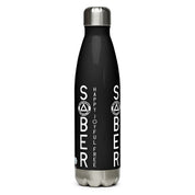 SOBER No Matter What One Day at a Time AA NA Rehab Recovery 12-Step Sayings Slogans Stainless steel water black bottle