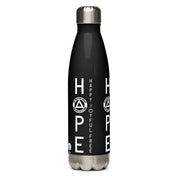 HOPE No Matter What One Day at a Time AA NA Rehab Recovery 12-Step Sayings Slogans Stainless steel black water bottle