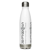 SOBER Happy Joyful Free No Matter What One Day at a Time AA NA Rehab Recovery 12-Step Sayings Slogans Wht Stainless steel water btl