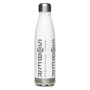 SOBER Happy Joyful Free No Matter What One Day at a Time AA NA Rehab Recovery 12-Step Sayings Slogans Wht Stainless steel water btl