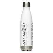SOBER Happy Joyful Free No Matter What One Day at a Time AA NA Rehab Recovery 12-Step Sayings Slogans Wht Stainless steel water btl