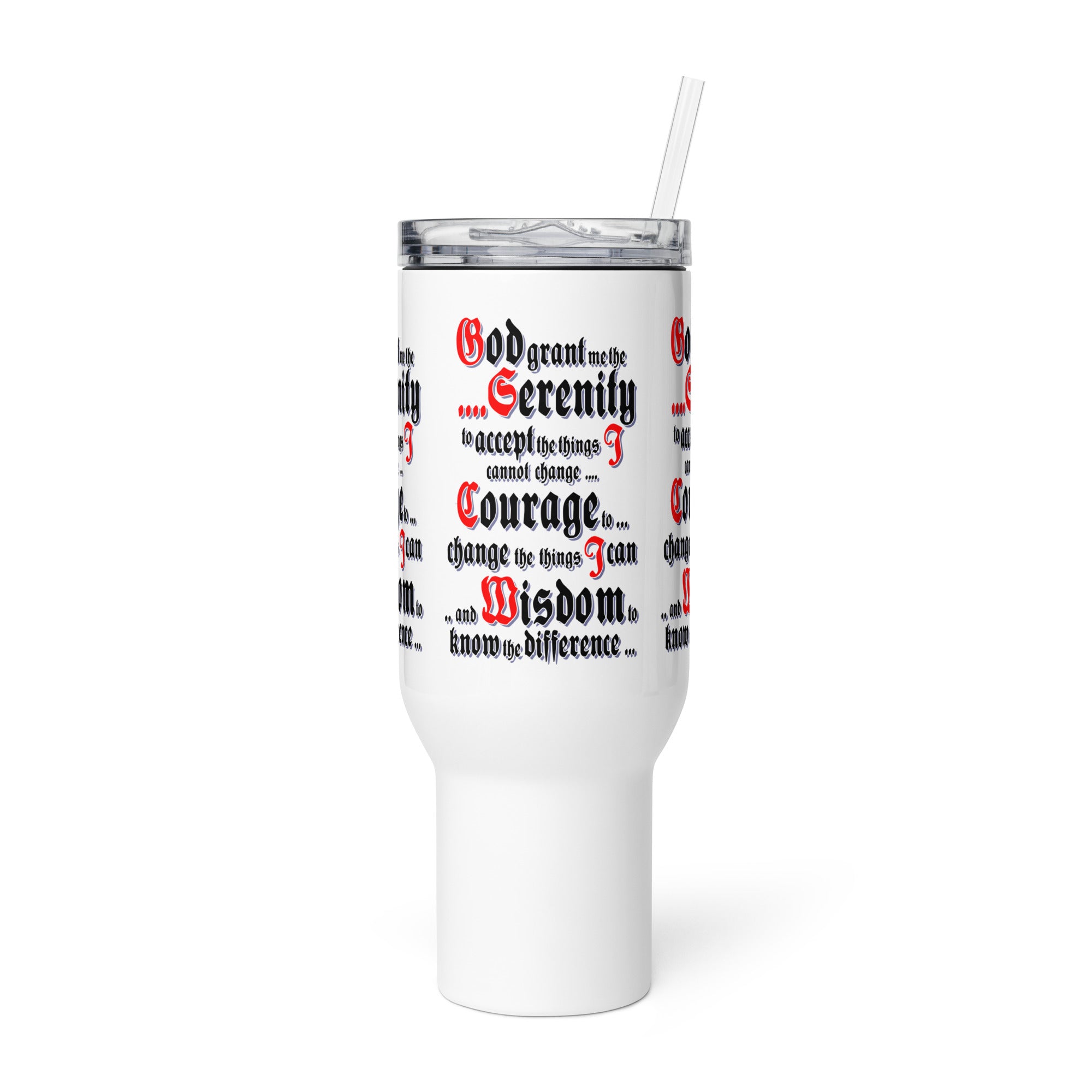 Meeting Poster Serenity Prayer NA AA Slogans Sayings Stainless Steel Travel mug with a handle