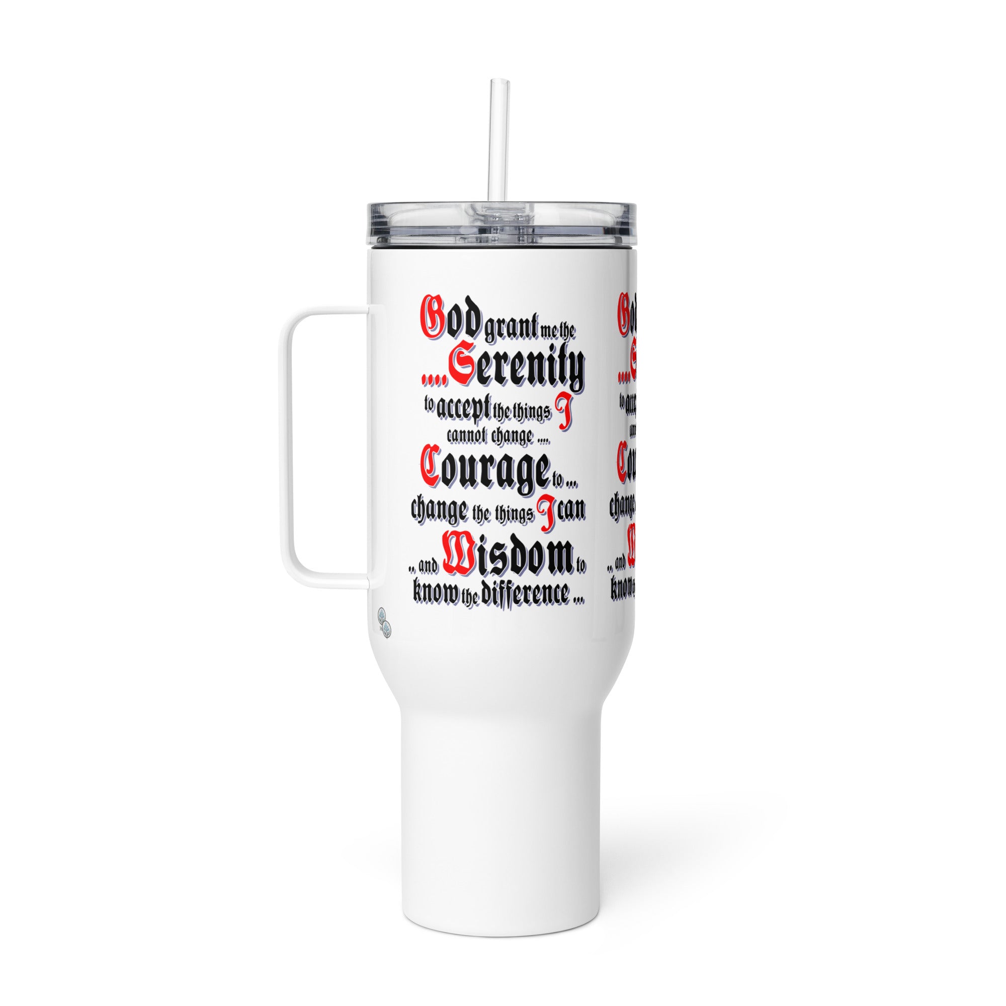 Meeting Poster Serenity Prayer NA AA Slogans Sayings Stainless Steel Travel mug with a handle