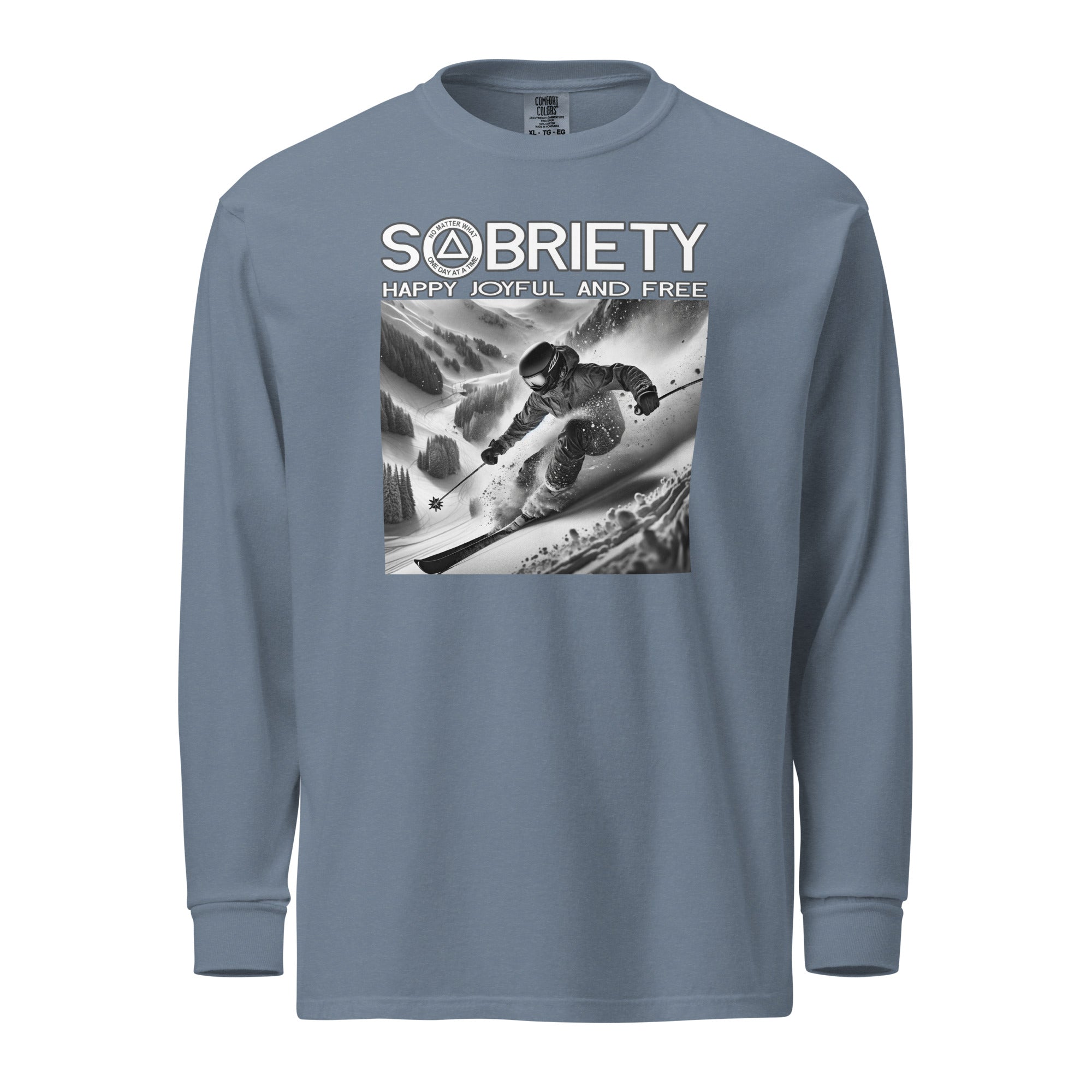 Sobriety Happy Joyful Free Snow Ski AA NA Rehab Inspired Sayings Slogans Clean Sober Recovery