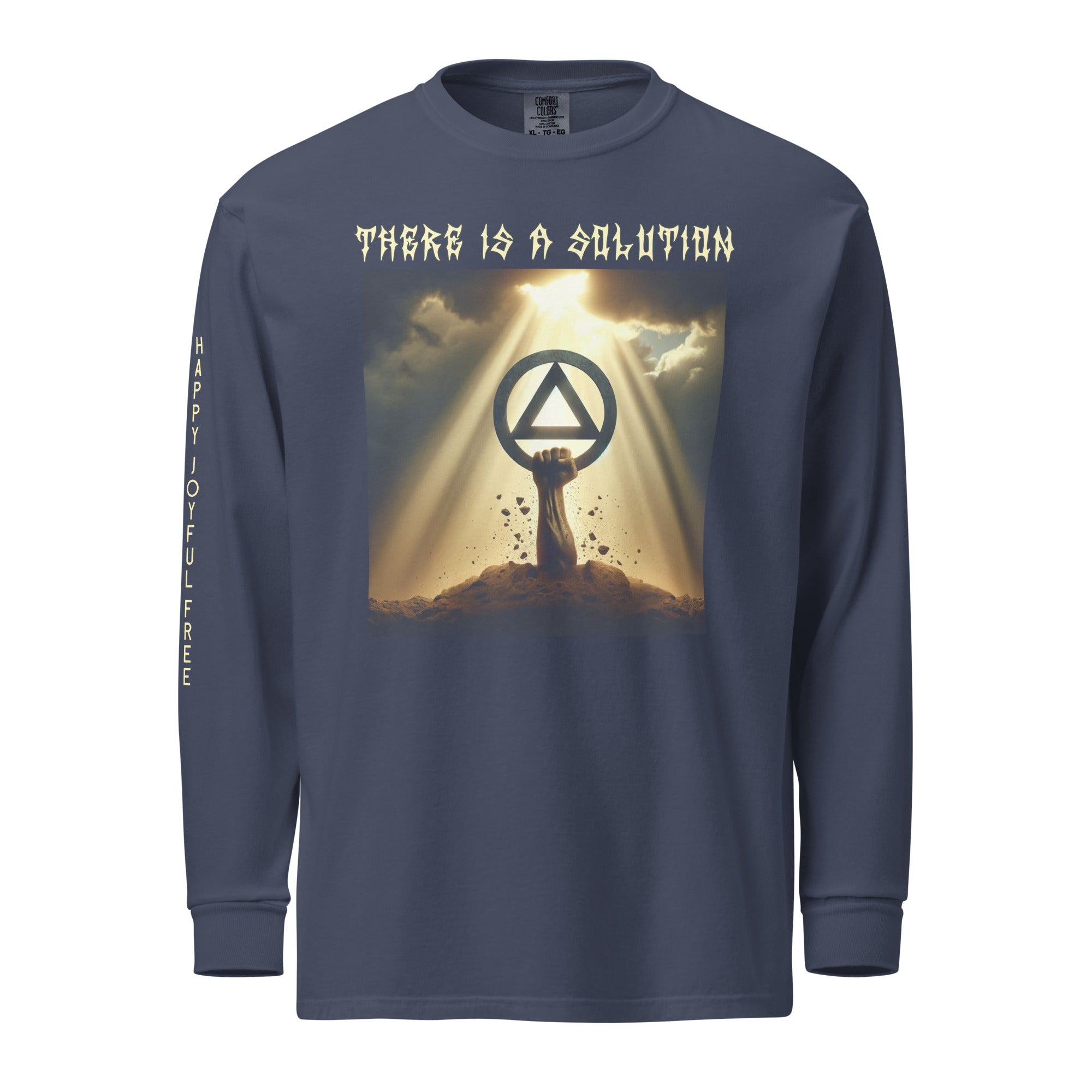 There is a Solution SOBER No Matter What One Day at a Time AA NA 12-step Recovery Alcoholic Addict Slogans Sayings Gifts Long Sleeve Warm Yellow