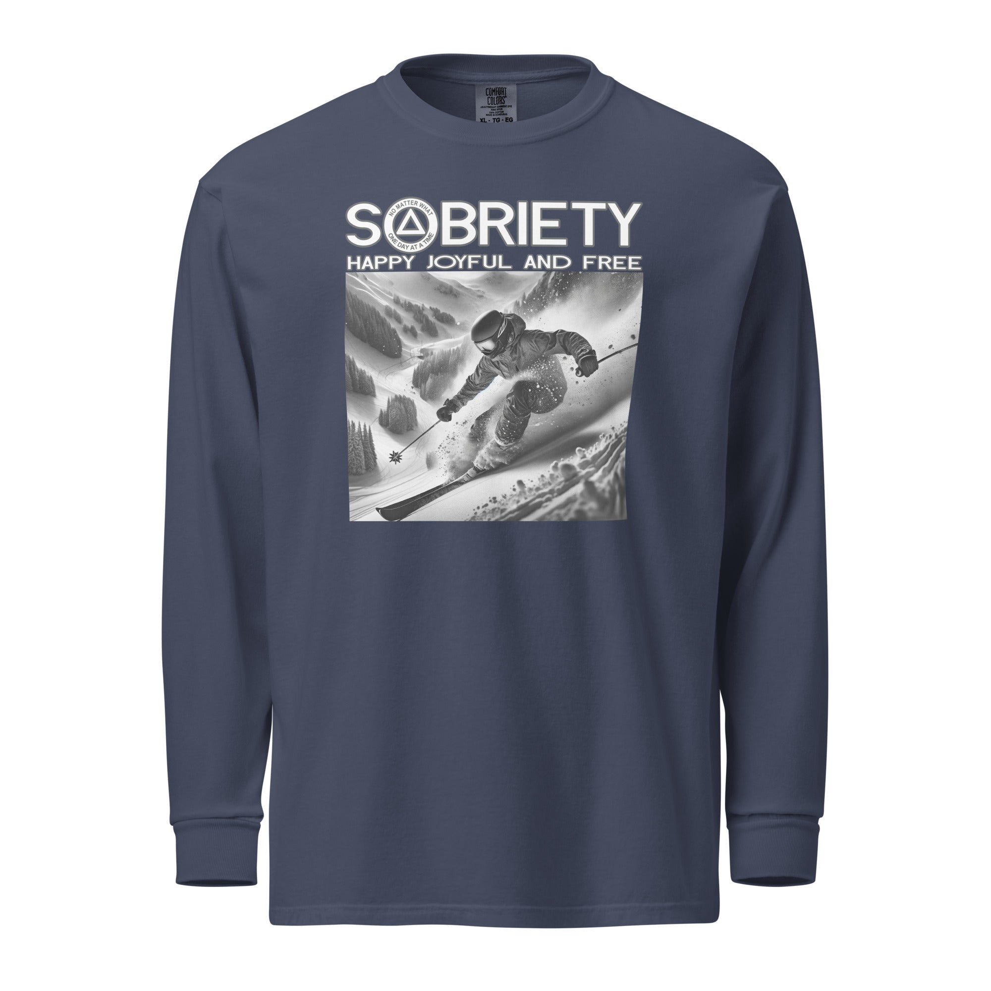 Sobriety Happy Joyful Free Snow Ski AA NA Rehab Inspired Sayings Slogans Clean Sober Recovery