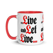 Meeting Poster Live and Let Live AA NA Slogan Sayings Mug with Color Inside