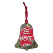 Clean Sober Grateful HOPE 2024 AA NA Slogans Sayings Logo Wooden Recovery Christmas ornament